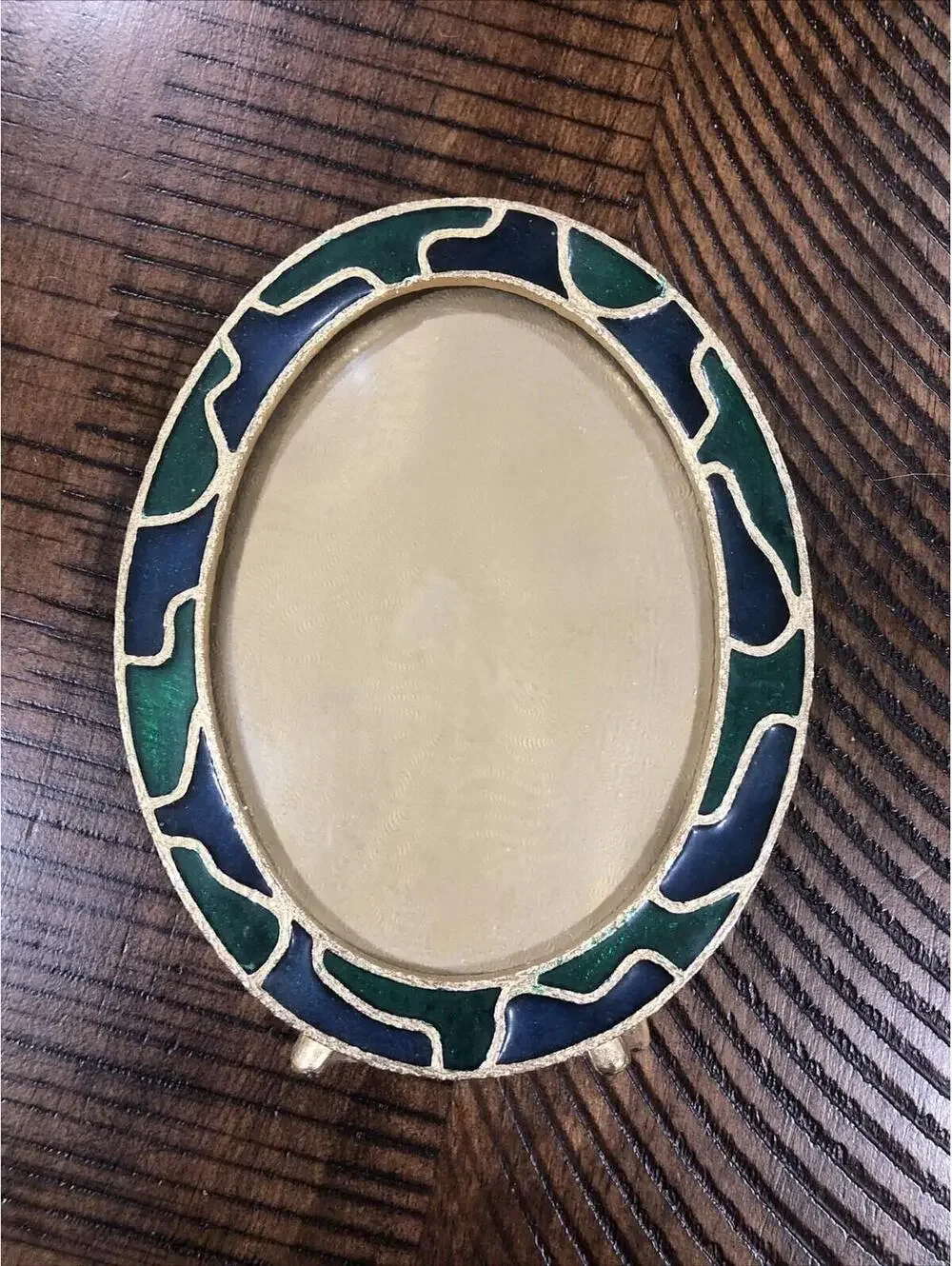 Vintage Cloisonne Picture Photo Frame Velvet Back with‎ Kickstand Table 4x5